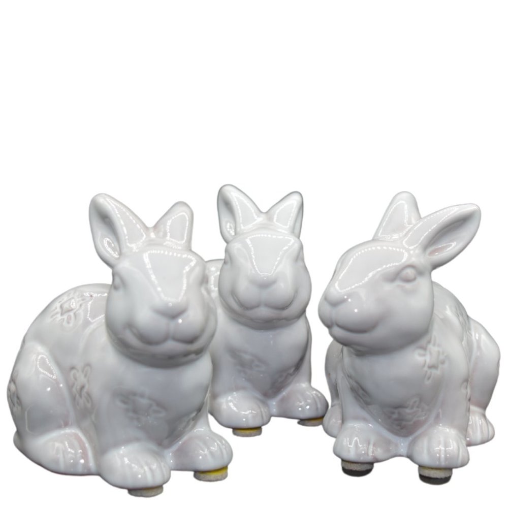 Set Of 3 Ceramic Bunny Rabbits